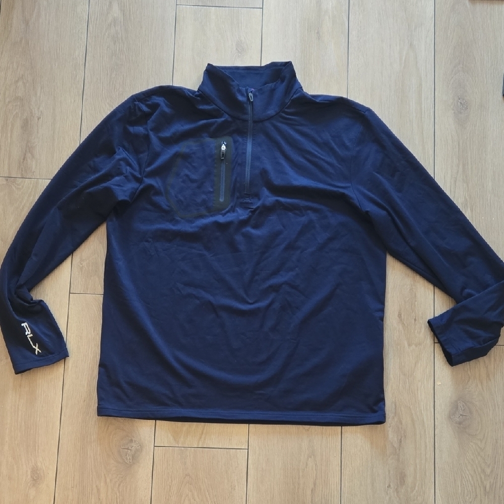 Ralph Lauren RLX Performance Jersey Quarter-Zip Pullover in Navy Blue Sz L